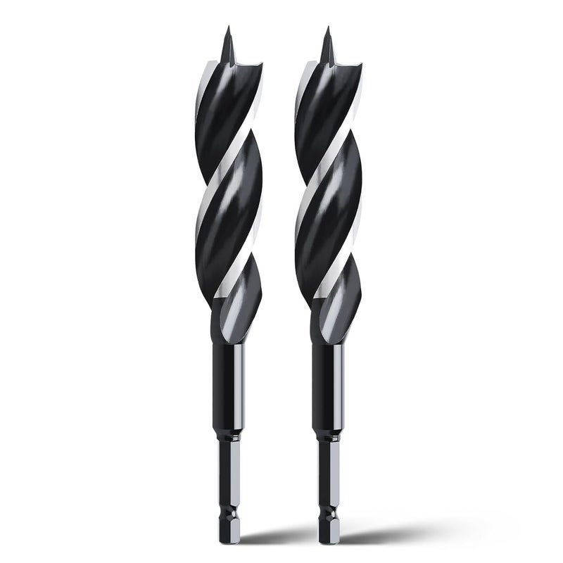 WOBLLMX 2PCS 4/5" x 6" Auger Drill Bit for Wood, Hex Shank Tri Flute Ship Auger Long Drill Bit for Soft and Hard Wood,Tree Stump,Plastic,Drywall and Composite Materials - Image 1